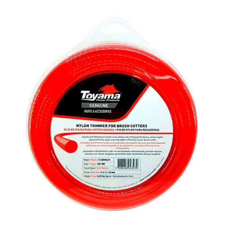 Fio de Nylon Redondo para Roçadeiras Vermelho Toyama Fio de Nylon Redondo 2,7mmX72m para Roçadeiras Vermelho Toyama