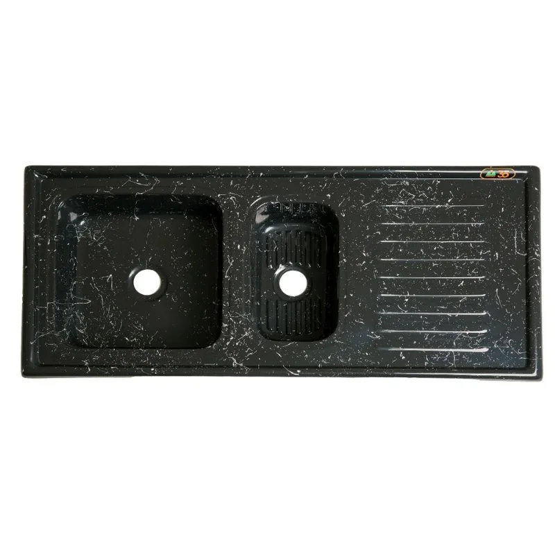 Pia 1,20 Metros Marmorite Gourmet Granitado Com Preto Fiberblu