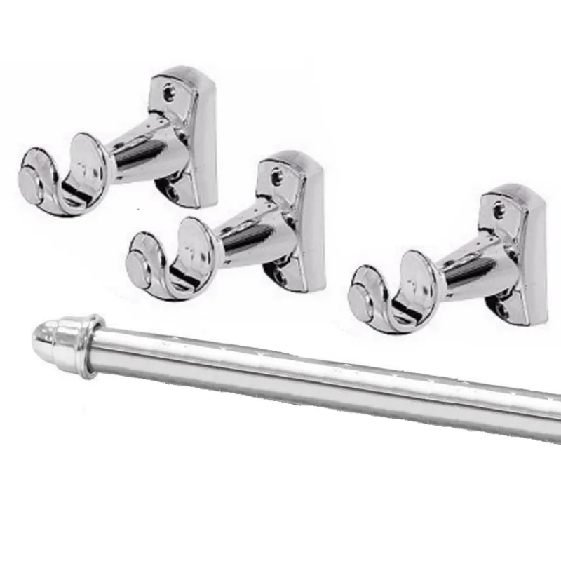 Kit Varão 1,50 Metro Para Cortina 19Mm Cromado