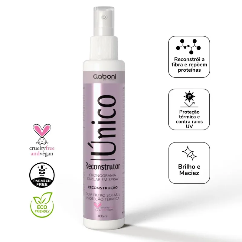 Spray de Reconstrução com Termoproteção e Filtro Solar - Reconstrutor Único 100 ml Gaboni Professional