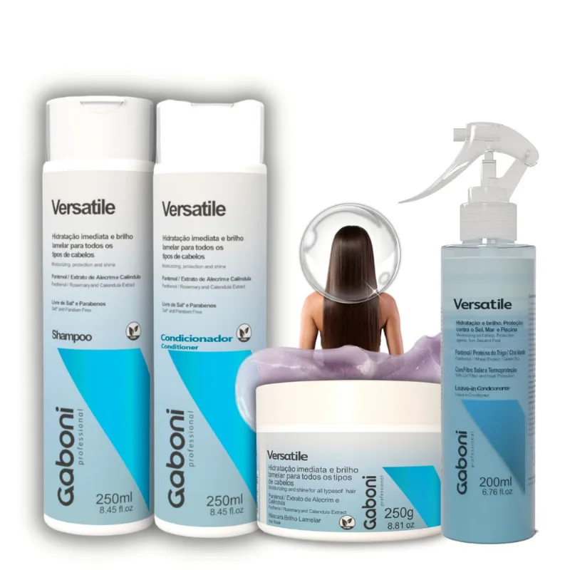 Kit Hidratação Imediata e Brilho Lamelar (4 produtos) Versatile Gaboni