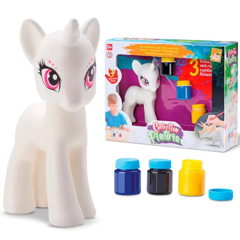 Boneco Pintura Unicórnio Brinquedo Infantil Para Colorir 14cm - Bee Toys