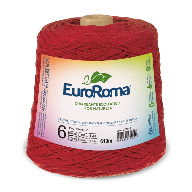 Barbante Euroroma Colorido 4/6 600g C/610m VERMELHO
