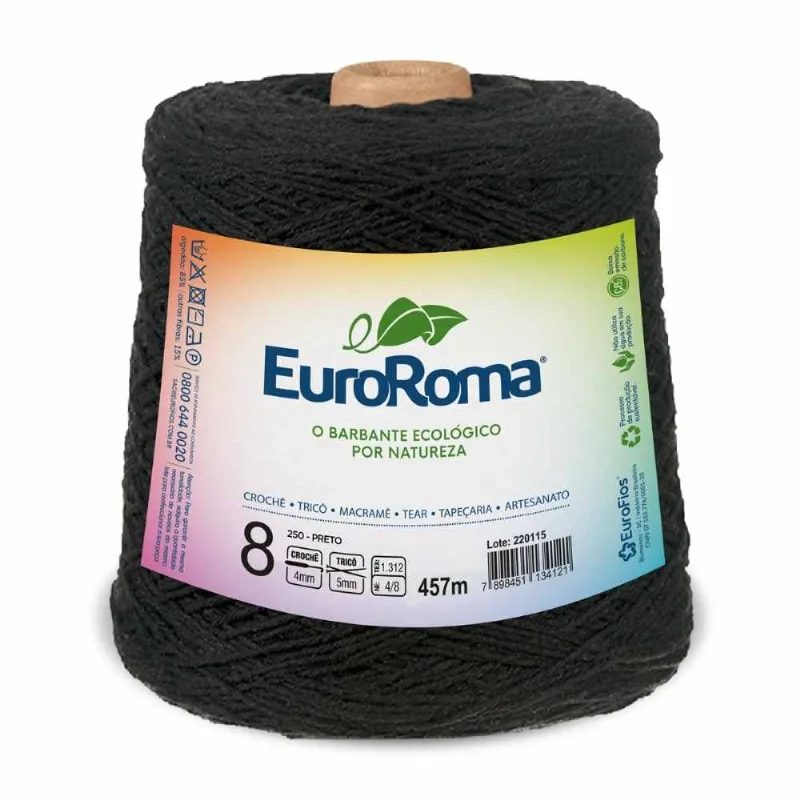 Barbante Euroroma Colorido 4/8 600g C/457m PRETO