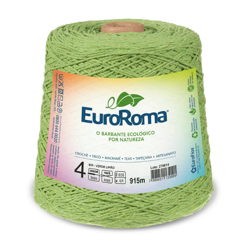 Barbante Euroroma Colorido 4/4 600g C/915m VERDE LIMAO