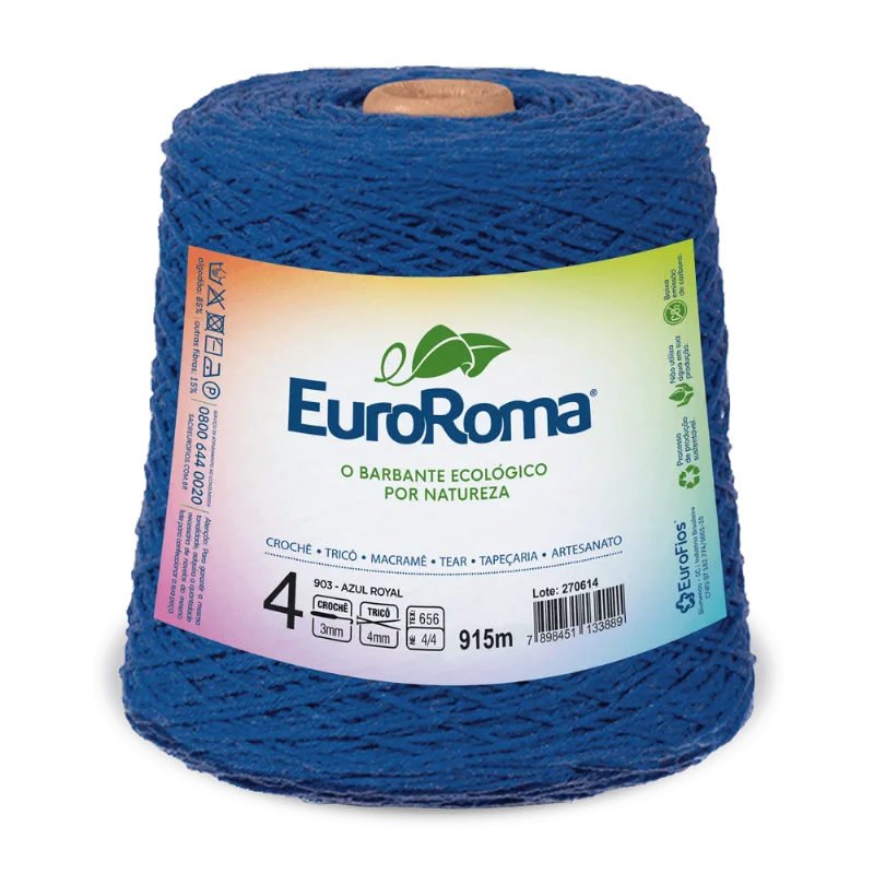 Barbante Euroroma Colorido 4/4 600g C/915m AZUL ROYAL