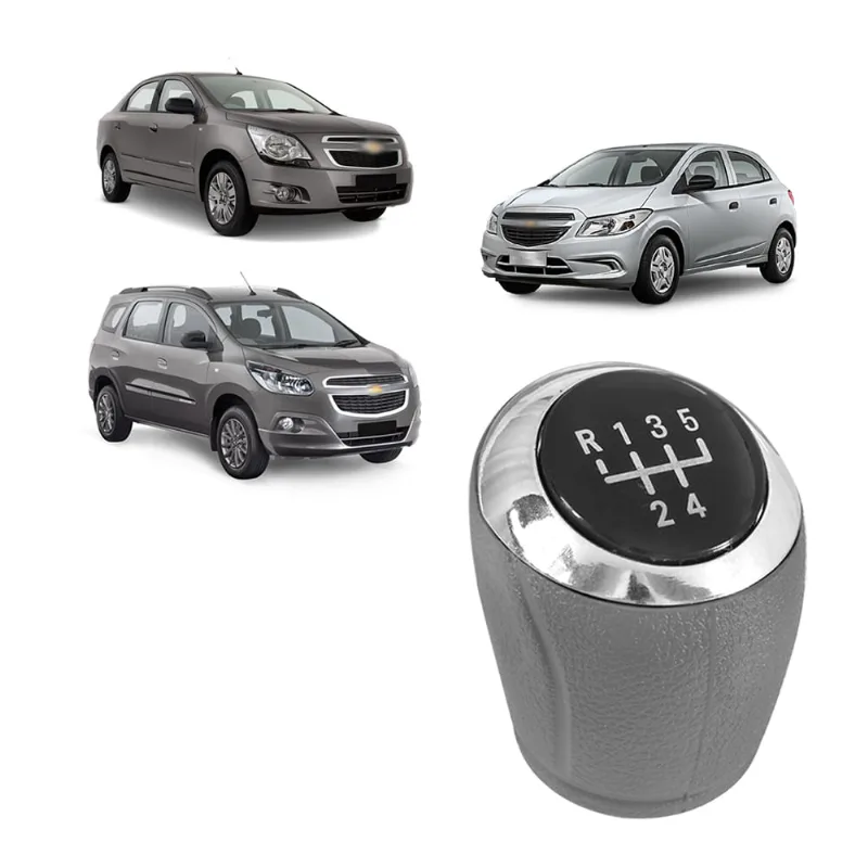 Manopla Câmbio Onix Cobalt Spin Prisma Sonic - Cinza com Lente Preta Rosca NAT