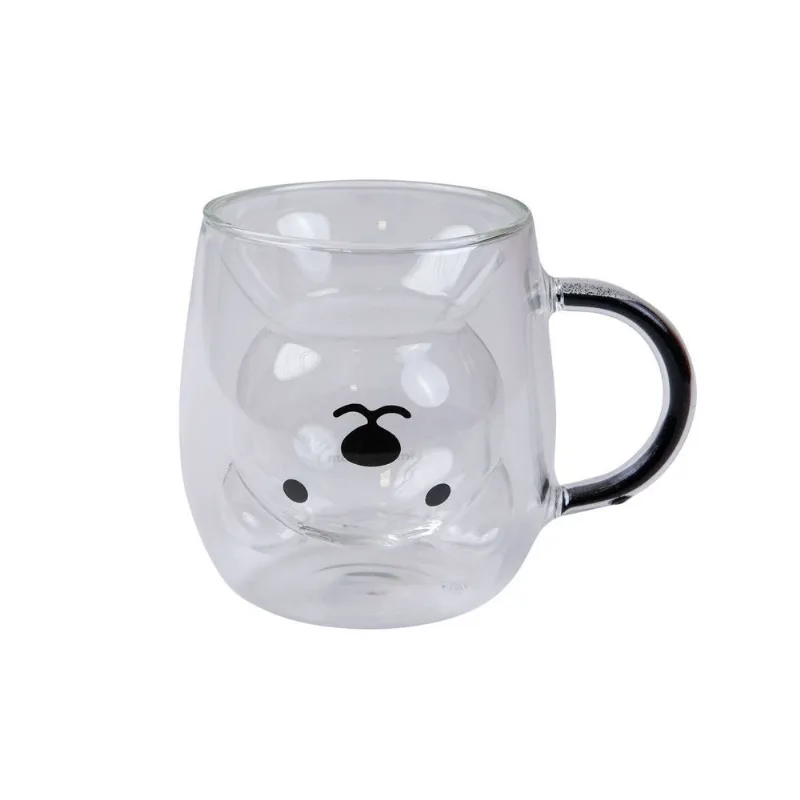 Caneca de Vidro Com Alça Urso Glitter