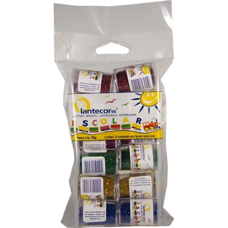 GLITER ESCOLAR 3G SORT.LANTECOR PT0012 QTD. 1.00 PT - LANTECOR - Artesanato