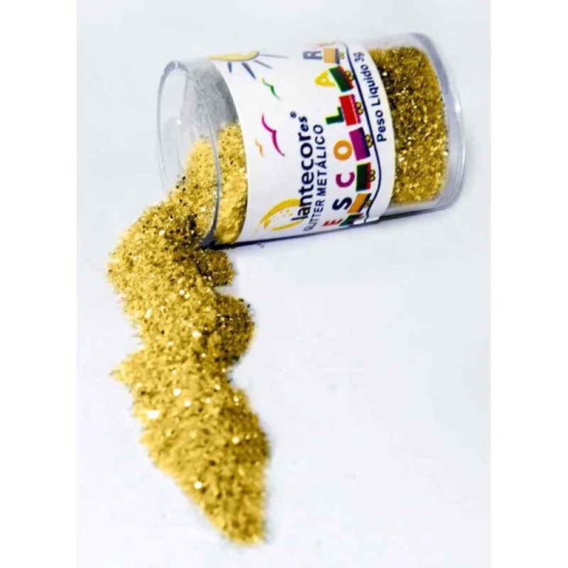 Glitter PVC Ouro Potes 3G. (7898461578328) - LANTECOR - Artesanato