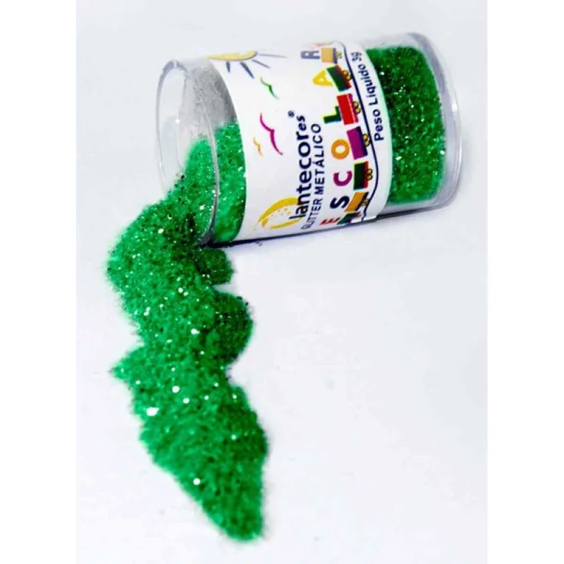 Glitter PVC Verde Potes 3G. (7898461578335) - LANTECOR - Artesanato