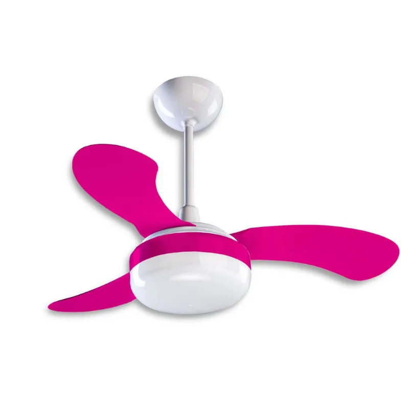 Ventilador de teto 220V com 3 pás Petit branco e rosa Ventisol