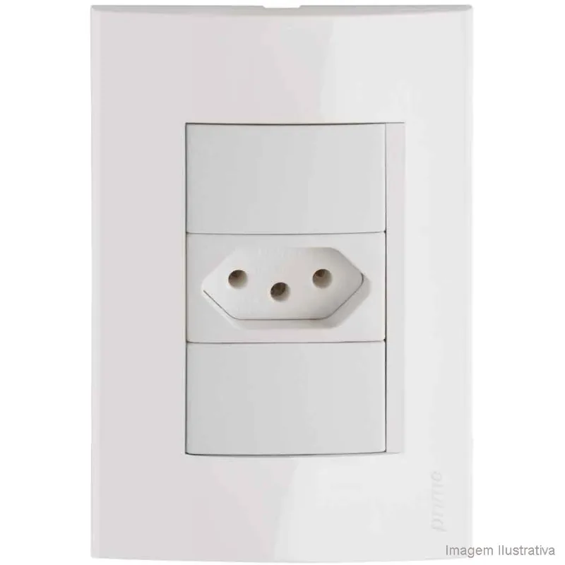 Conjunto montado de tomada 10A com placa 250V com placa branca Modena Prime Schneider