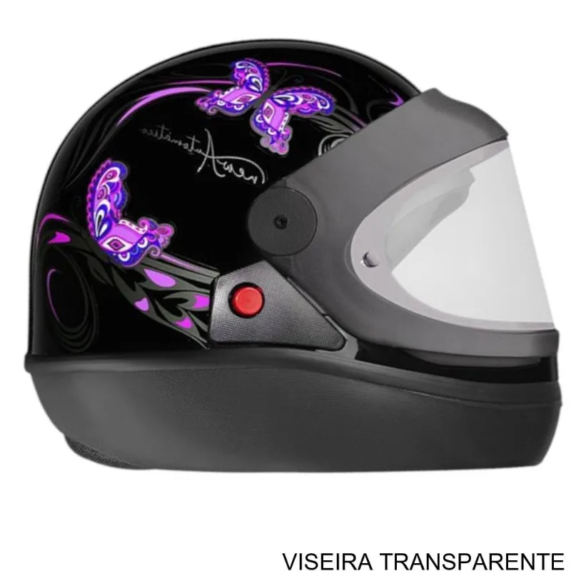 Capacete EBF Automático Borboleta Preto E Rosa 58 (MP)