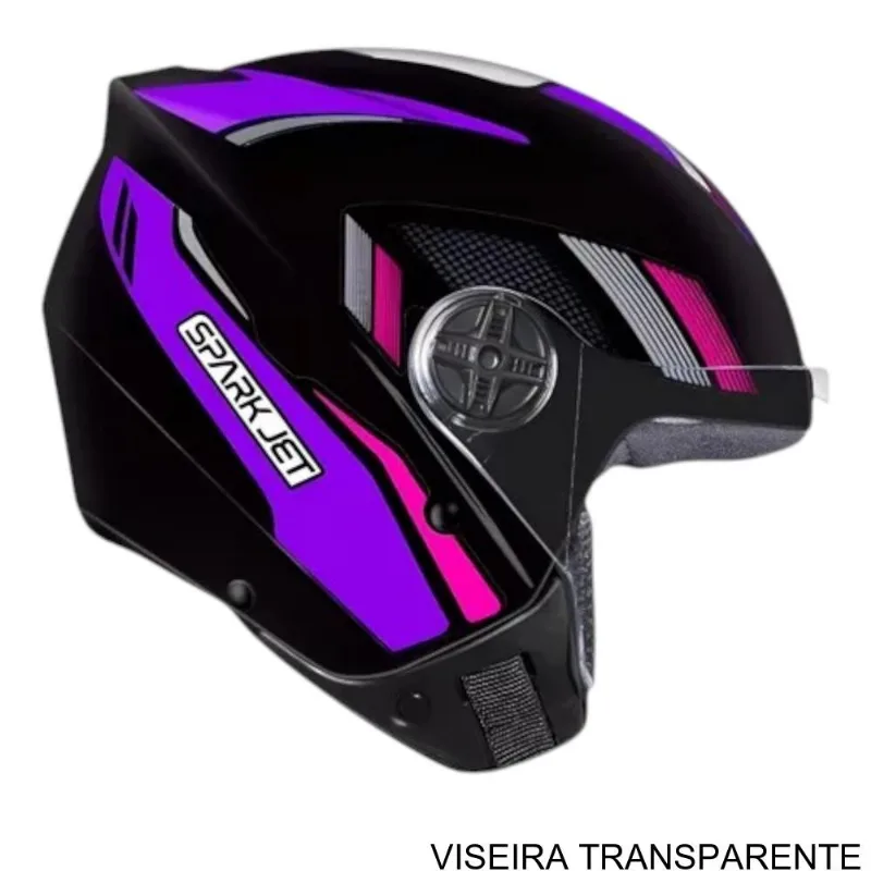 Capacete EBF Spark Jet Sting Preto E Lilás 60 (MP)