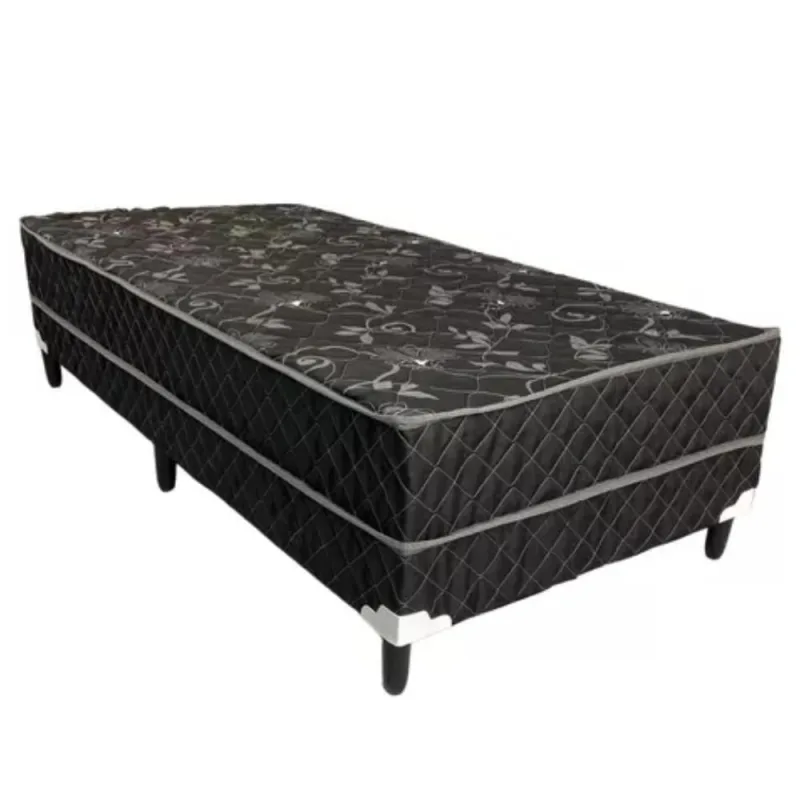 Cama Box Solteiro Conjugada Ortopédica 88x188 Preto - RR colchoes - Colchões