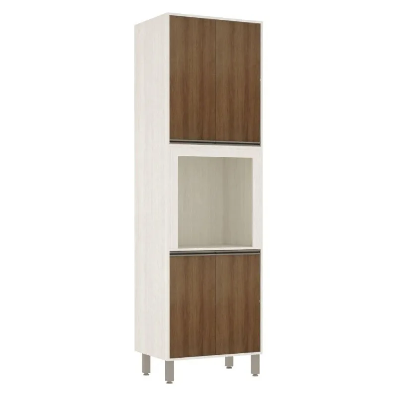 Paneleiro 70 Cm Nicho Microondas 4 Portas Linea Luciane Pátina Ff-avelã Ff - Luciane Móveis - Móveis