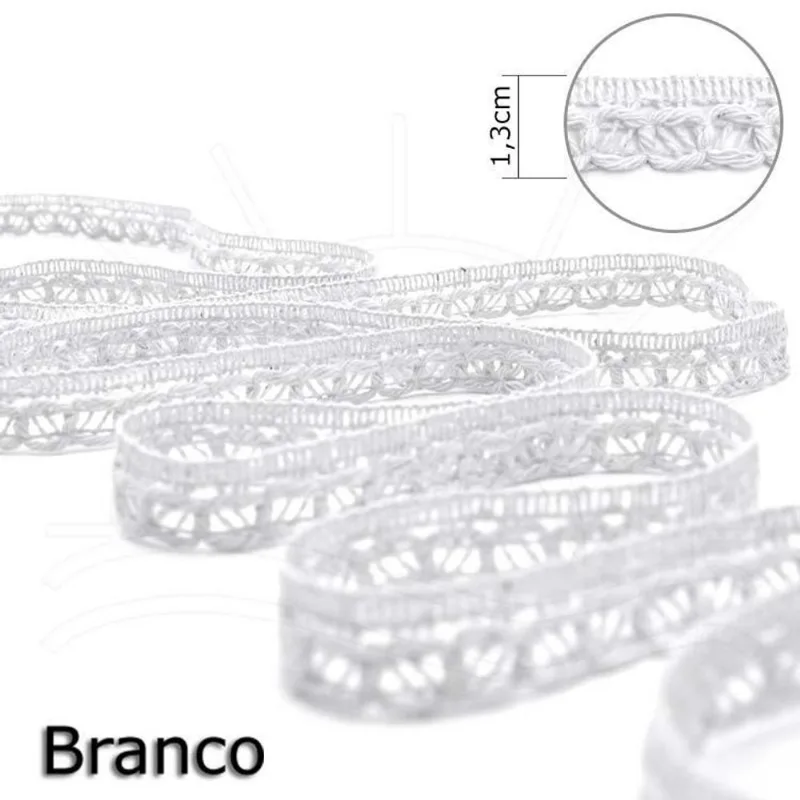Renda Bolinha Estreita Branca 1,3cm - 10m
