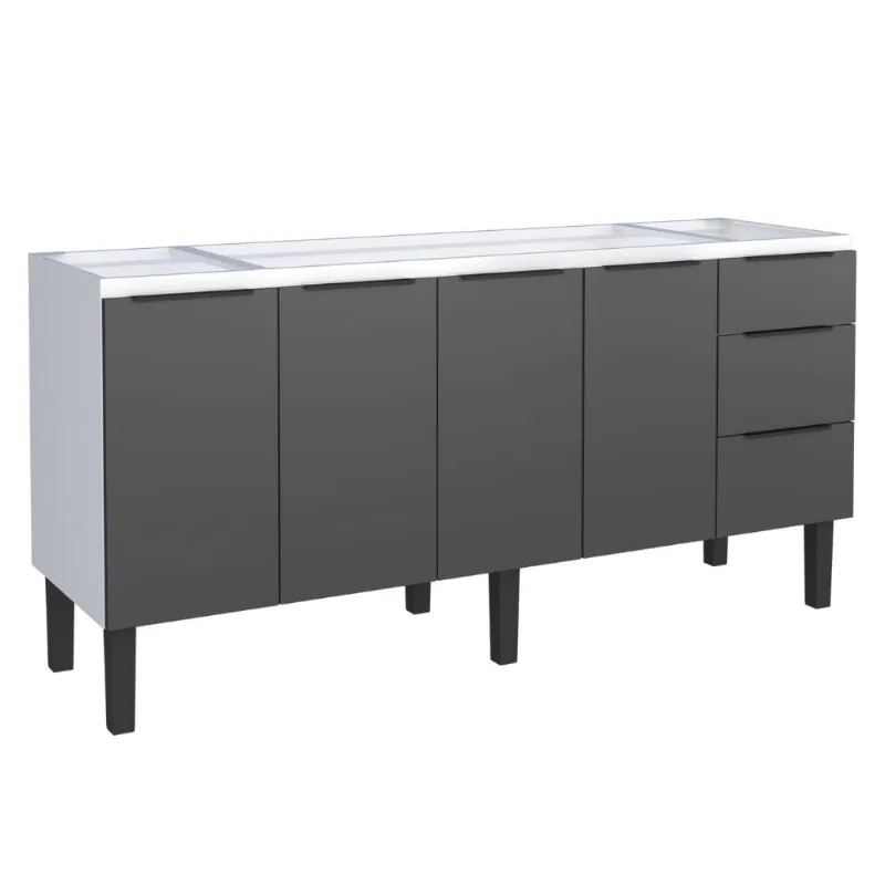 Gabinete Aço Júpiter 1.75m Preto (Sem Pia) Cozimax