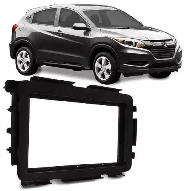 Moldura 2 Din Honda Hrv 2015, 2016, 2017, 2018, 2019 - Black Piano