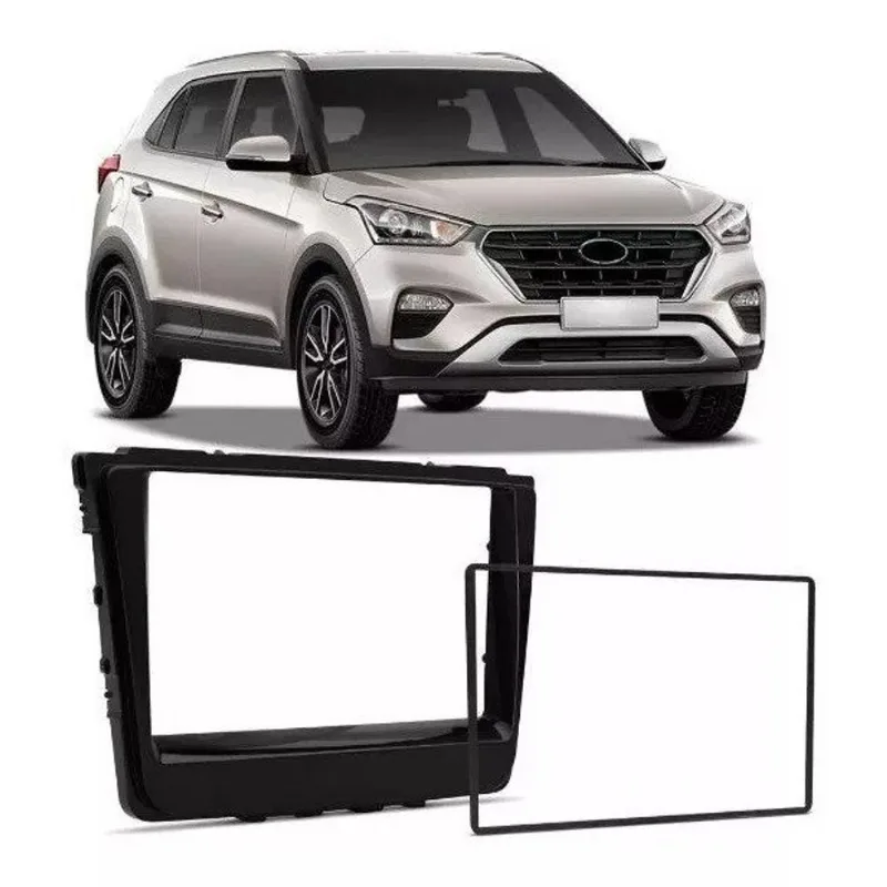 Moldura 2 Din Hyundai Creta 2017, 2018, 2019 - Preta