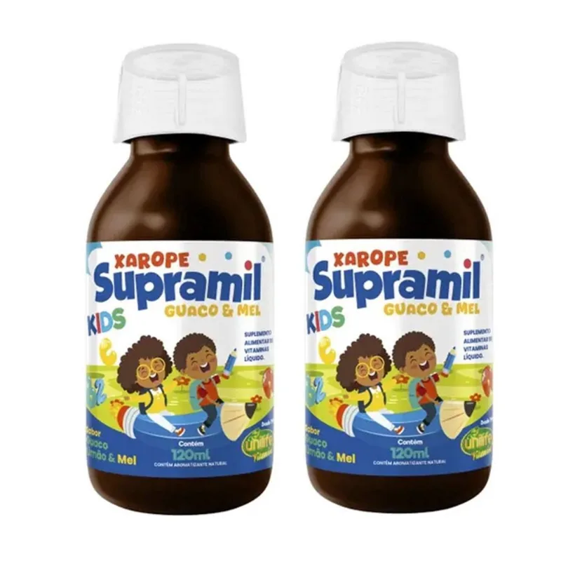 Kit 2 Supramil Xarope Infantil Guaco Limão Mel Unilife 120ml