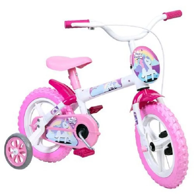 Bicicleta 12" Styll Magic Rainbow Branco Bicicleta Infantil Rainbow Rosa - Styll Baby BIK-03.016-54