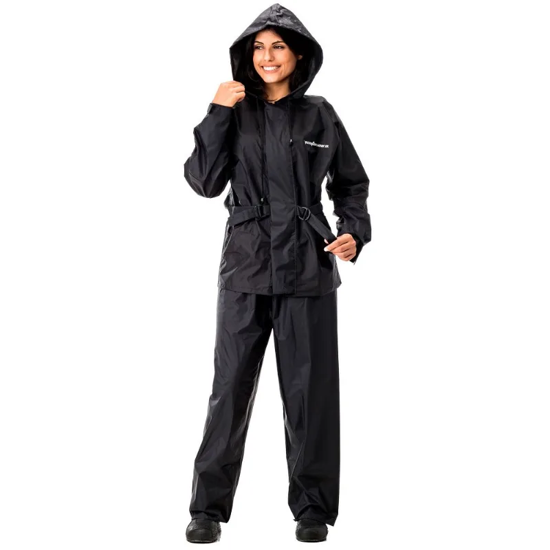 Capa De Chuva Feminino Pantaneiro Nylon Capuz Preto E Lilás M (MP)