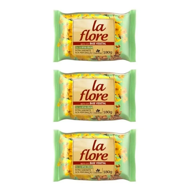Kit Sabonete em Barra Davene La Flore Flor de Erva Doce 180g 3 Unidades