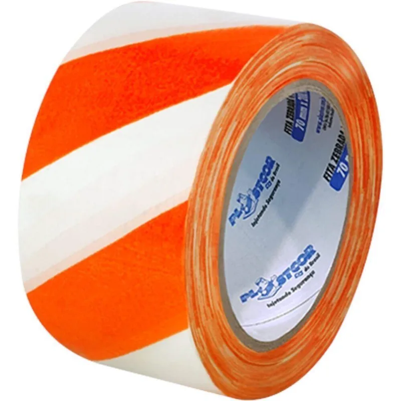 Fita Zebrada Laranja E Branca 100 Metros - 700.00523 - Plastcor - Plastcor
