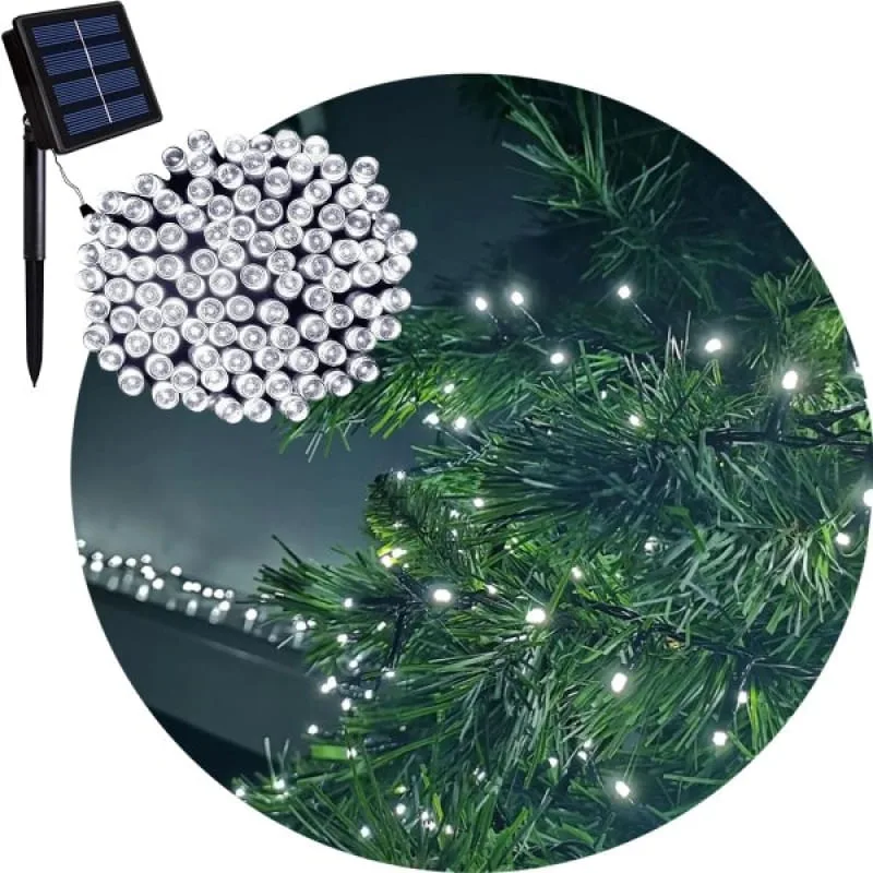 Pisca Cordão Varal Solar Natal 100 Lâmpadas LEDs Branco 8M - Genérico - Casa E Construção