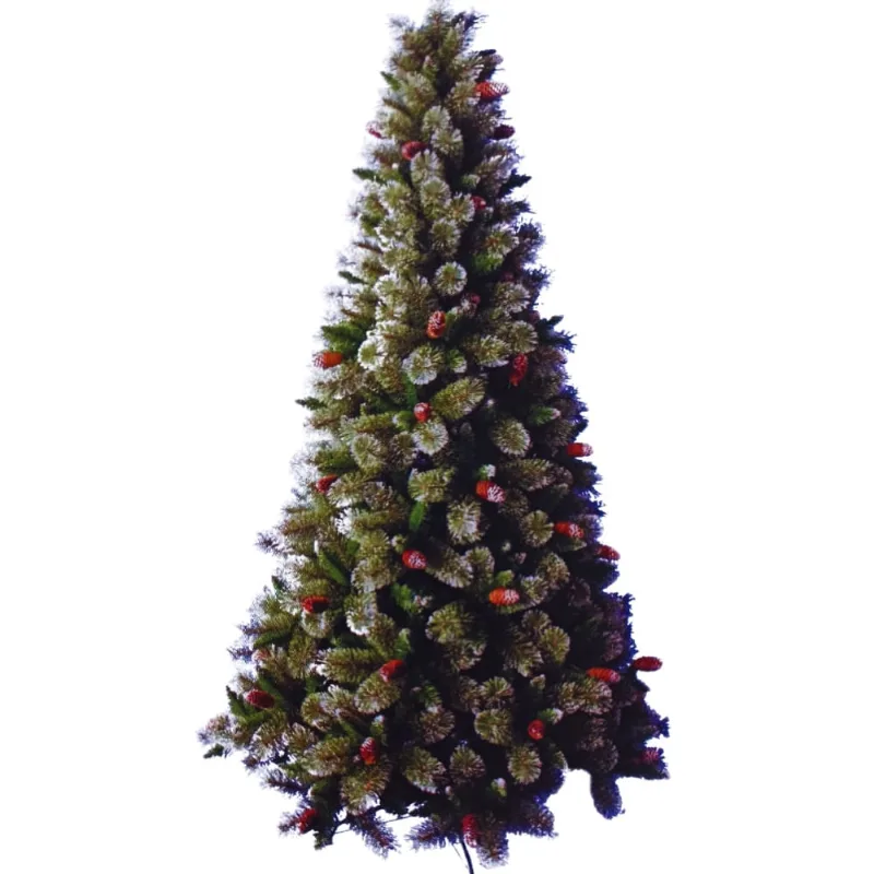 Árvore de Natal 180cm Verde Com Pinhas 601 Galhos Pontas Prateadas Super Saldão.