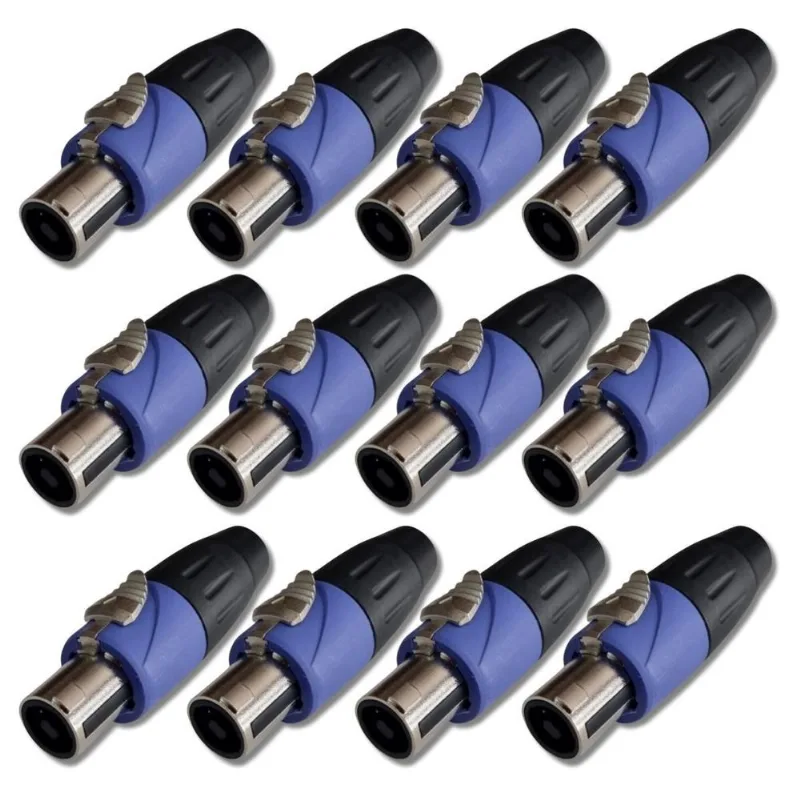 Kit 12 Plug Conector Speakon Reforçado 4 Pinos Soundking