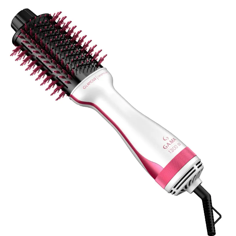 Escova Secadora GA.MA Italy Glamour Pink Brush 3D Branca e Rosa 1200W 220V
