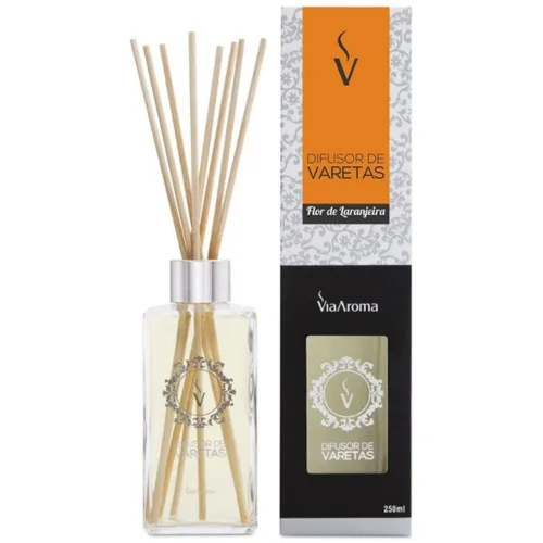 Difusor De Varetas 250ml Flor De Laranjeira Via Aroma - VIA AROMA - Higiene E Beleza