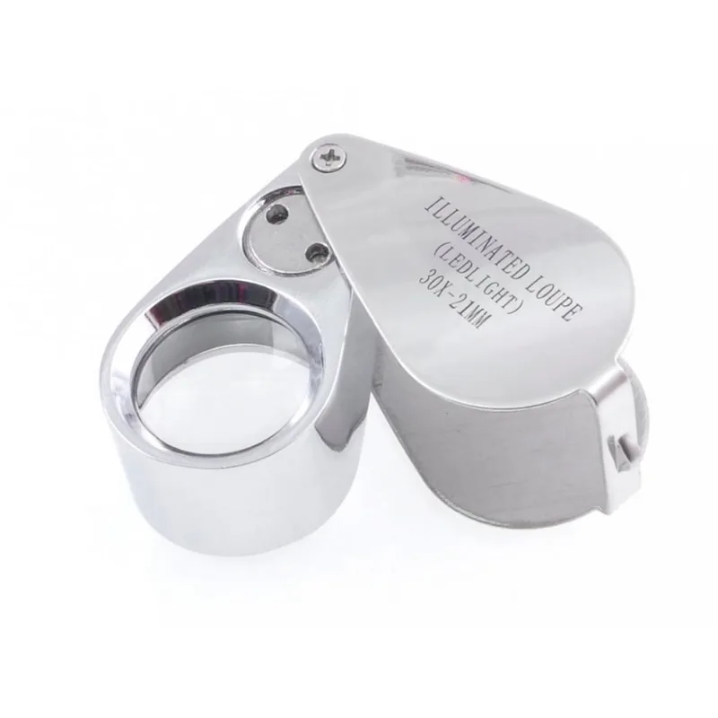 Lupa De Joalheiro Lente 21mm Ampliação 30x Luz Led Profissional