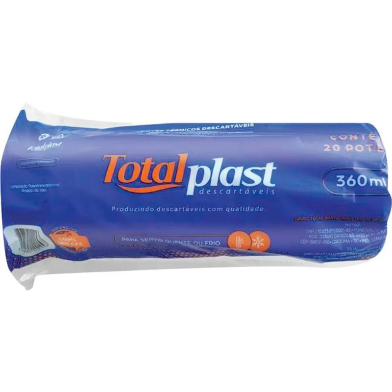 Pote Térmico Descartável Totalplast 360ml 20 un