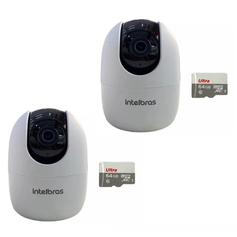 kit 2 Câmera Ip 360° Full Hd Im4 Mibo Intelbras + Sd 64gb Ultra