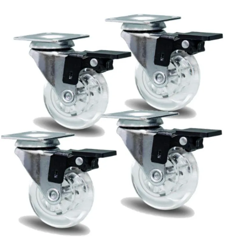 4 Rodizio Gel Cristal 50mm Placa E Freio Glpf.210.pvc