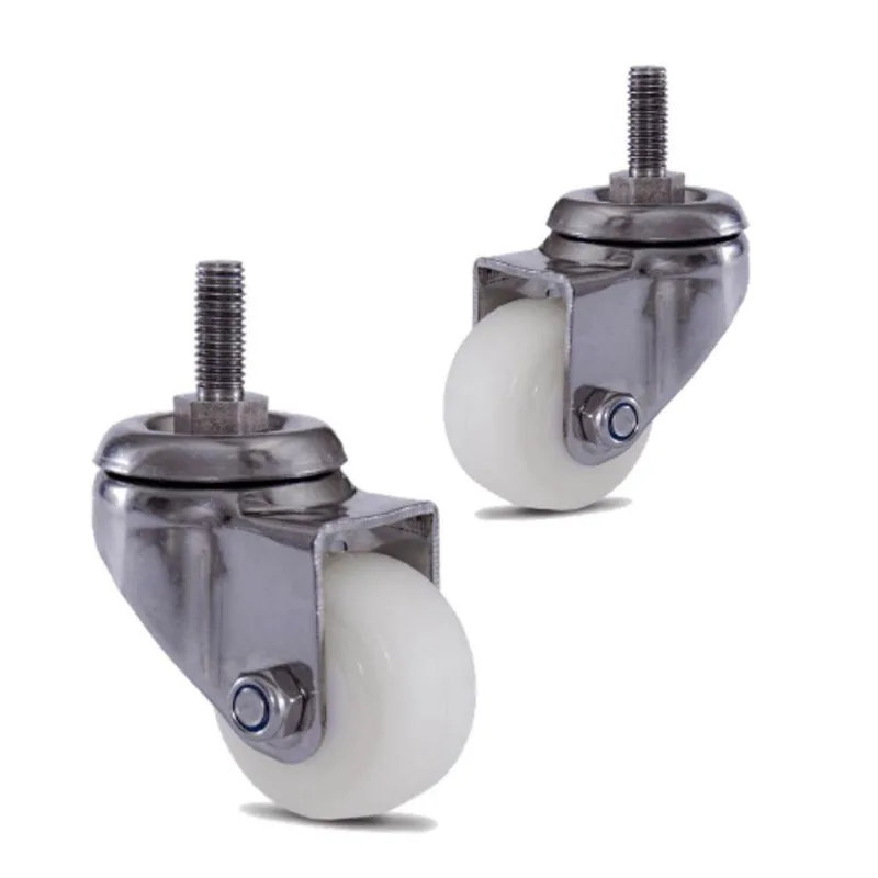 2 Rodizio Inox 2 Pol. Roda Nylon Com Espiga Sem Freio