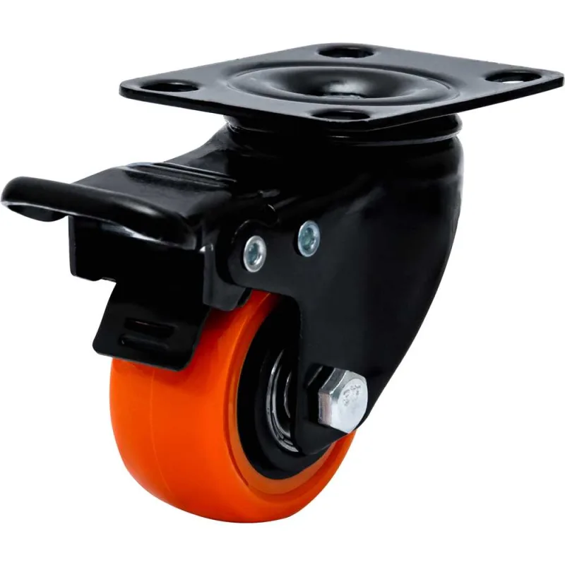 Rodízio giratório leve série black 2" com freio roda laranja 50kg COLSON - COLSON - Movimentação De Materiais