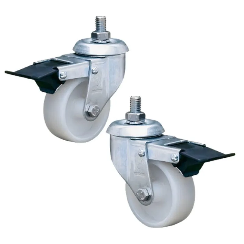 2 Rodizio Gir. 3 Pol. Industrial Espiga Freio Roda Nylon