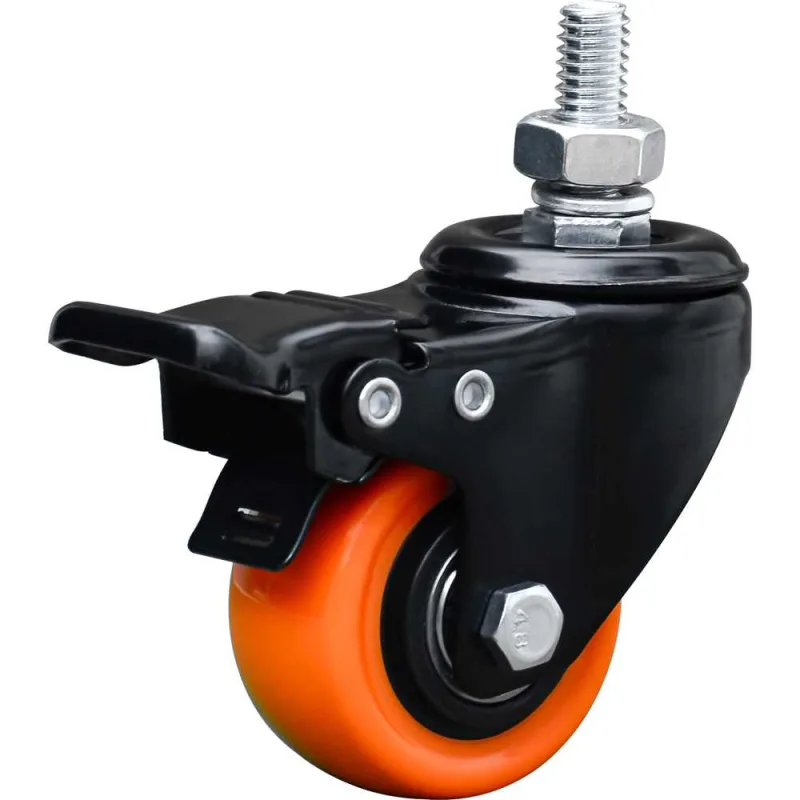Rodízio giratório leve série black 2" com freio roda laranja 50kg - COLSON - COLSON - Movimentação De Materiais