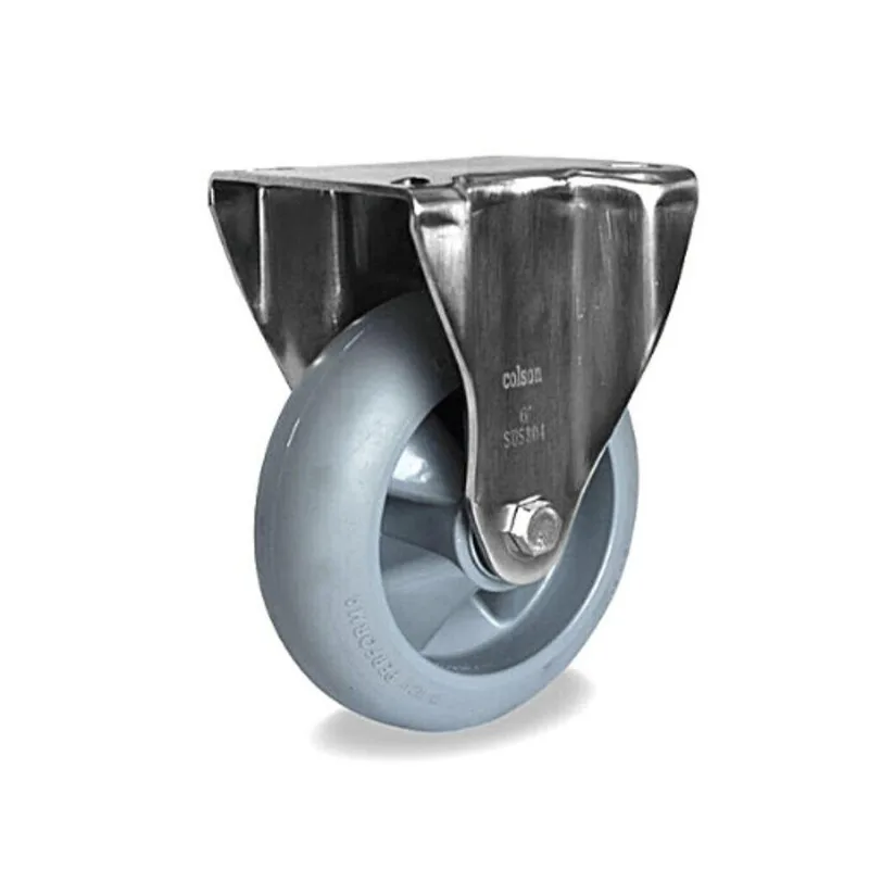 Rodizio Industrial Aço Inox 6 Pol. Base Fixa Roda Macia