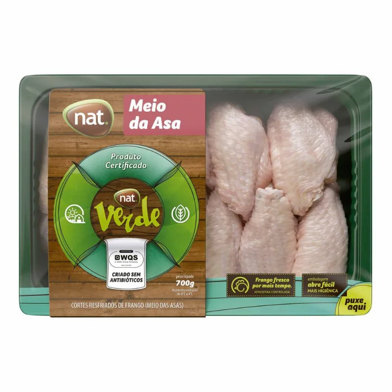Meio da Asa de Frango Resfriado Nat Verde 700g