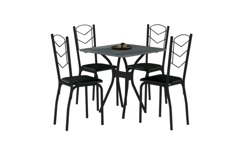 Conjunto 4 Cadeiras Leticia Tampo Granito Preto Tubform - TUBFORM - Móveis