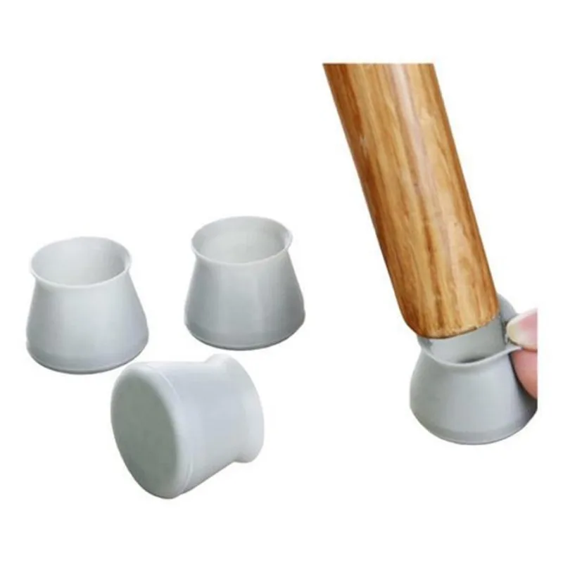 Kit 4 Protetores Pés Cadeiras Mesas Silicone - Cinza