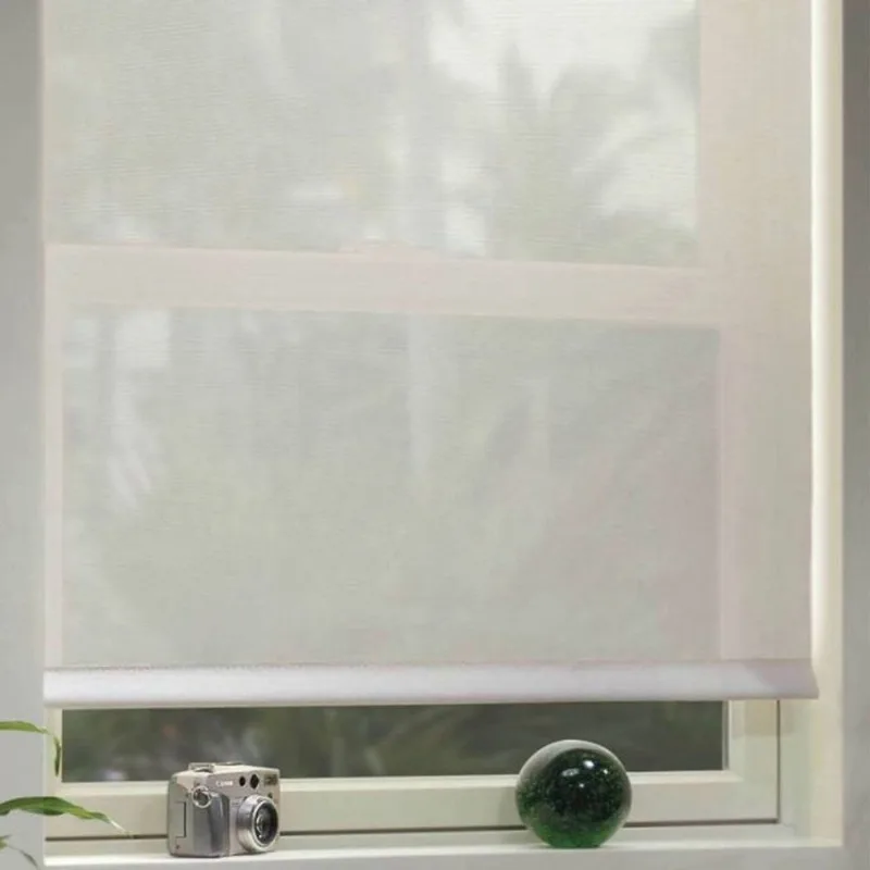 Cortina Rolo Tela Solar Off-White 1,60X1,60cm Branca Top Flex