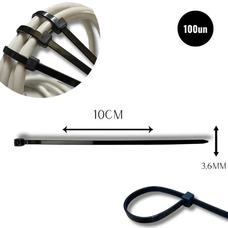 Abraçadeira Nylon Enforca 3,6 X 100mm Kit 100 Cinta Plástica