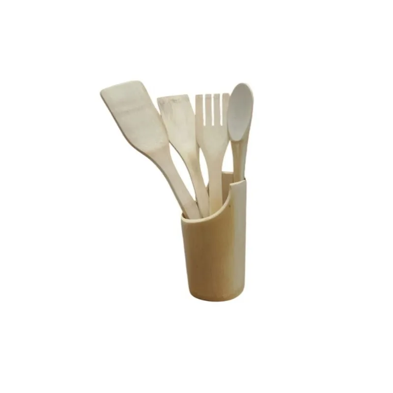 Kit 5 Peças Utensílio de Cozinha de Bambu